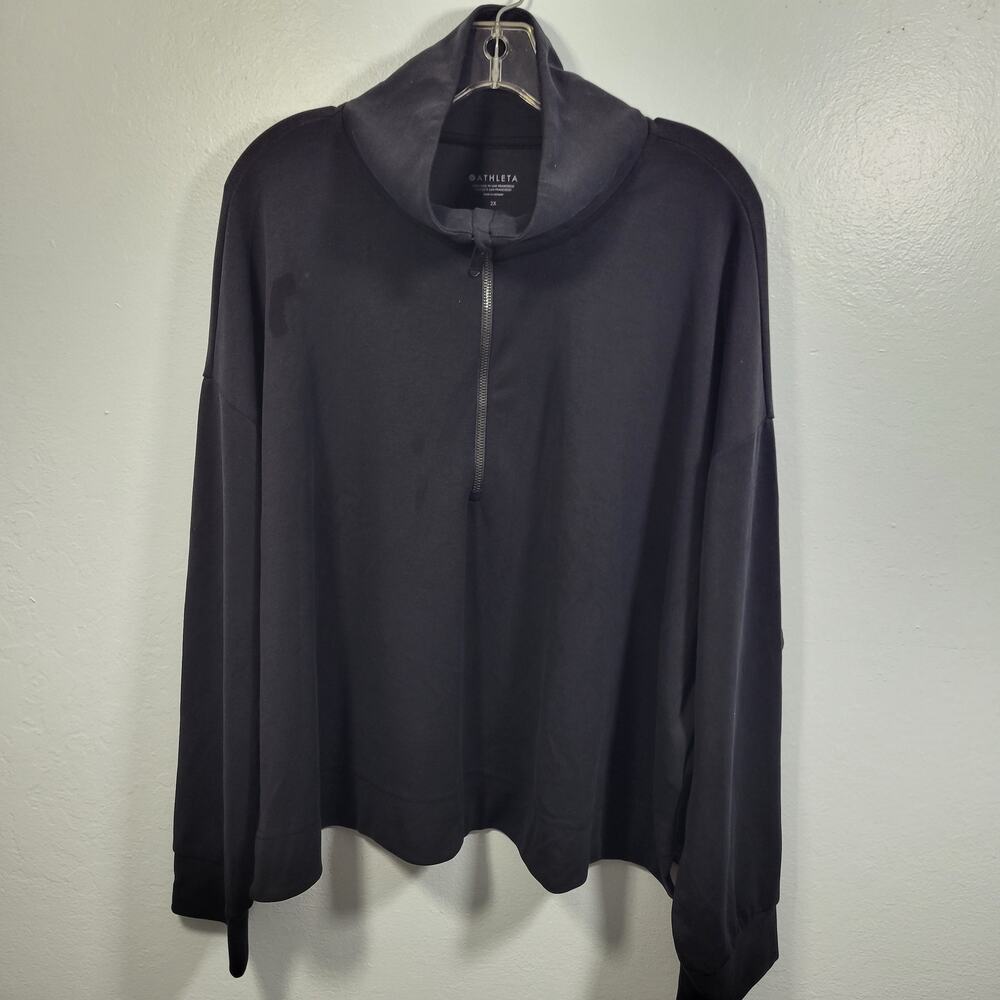 Athleta Women's Black 1/2 Zip Mock Neck Pullover Top Size 2X 21126-1280 - Picture 6 of 6